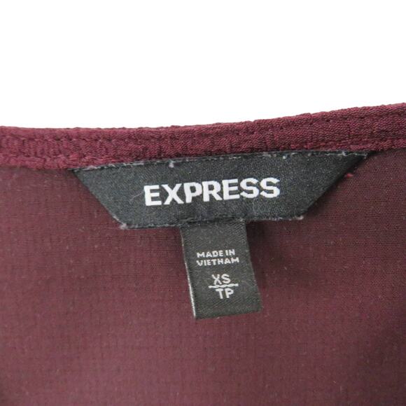 Express Burgundy Lace Balloon Sleeve Long Sleeve V-Neck Blouse XS - Picture 4 of 5